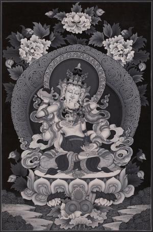 Vajrasattva Thangka Painting With Consort in Union |Tibetan Dorje Sempa Yab Yum